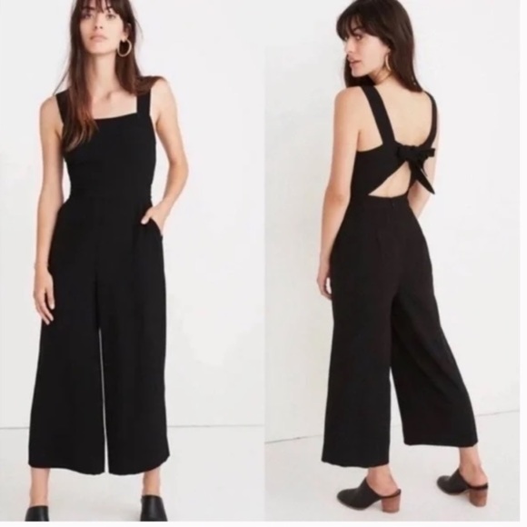 Madewell Apron Bow-Back Jumpsuit, Size 0, in Black - Picture 1 of 8